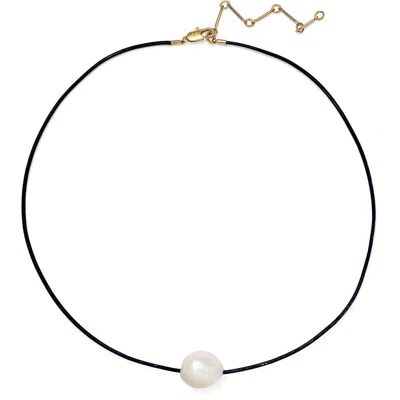 Lady Grey Freshwater Pearl Leather Cord Necklace