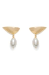 Lady Grey Freshwater Pearl Lobe Earrings In Gold/white Pearl