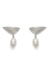 Lady Grey Freshwater Pearl Lobe Earrings In Silver/white Pearl