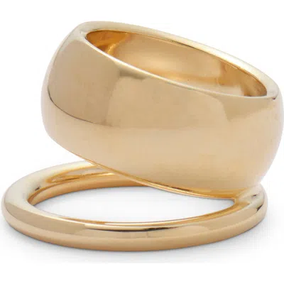 Lady Grey Halo Double Band Ring In Gold