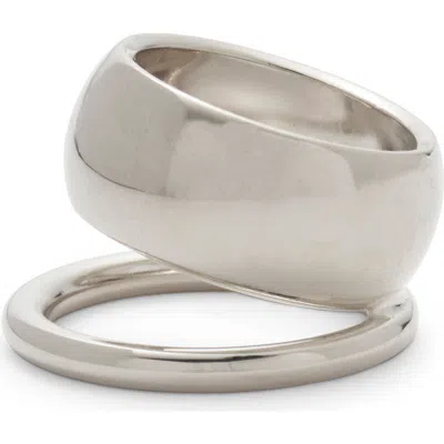 Lady Grey Halo Double Band Ring In Silver