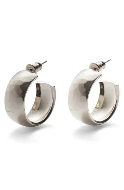 Lady Grey Hammered Hoop Earrings In Silver