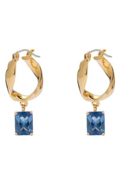 Lady Grey Infinity Hoop Earrings In Gold/ Blue Zircon
