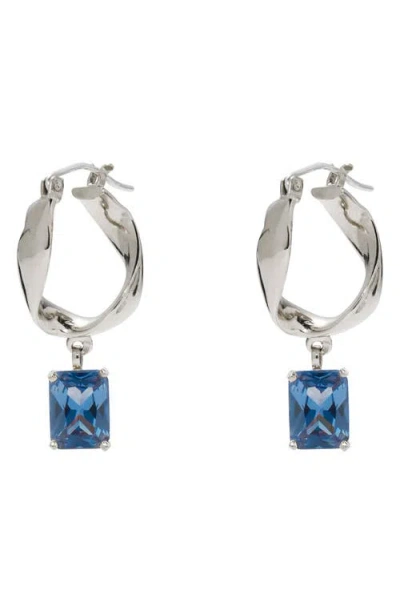 Lady Grey Infinity Hoop Earrings In Silver/ Blue Zircon