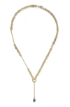 Lady Grey Osian Y-necklace In Gold/blue Zircon
