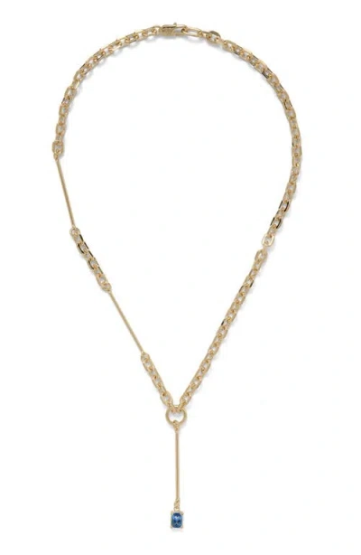 Lady Grey Osian Y-necklace In Gold/blue Zircon