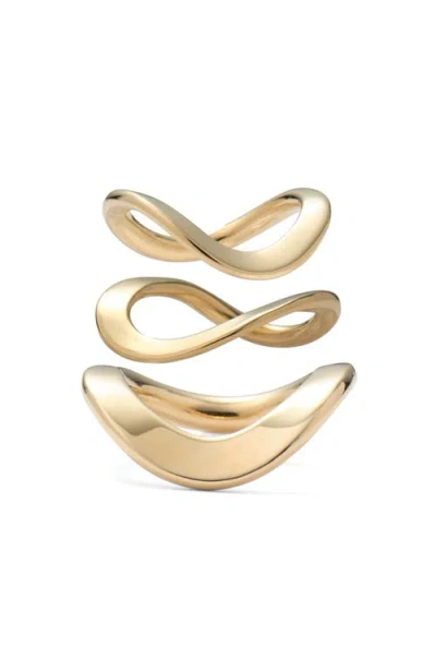 Lady Grey Raia Set Of 3 Stacking Rings In Gold
