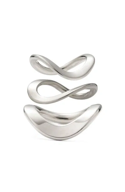 Lady Grey Raia Set Of 3 Stacking Rings In Metallic