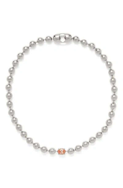 Lady Grey Selene Ball Chain Necklace In Silver/peach