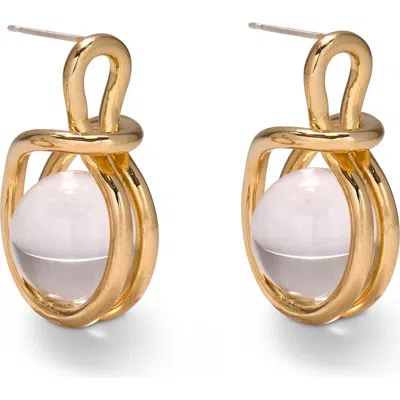 Lady Grey Sling Quartz Drop Earrings In Gold