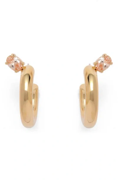 Lady Grey Tilt Hoop Earrings In Gold/peach