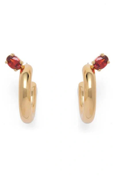 Lady Grey Tilt Hoop Earrings In Gold/red