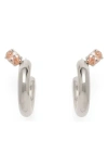 Lady Grey Tilt Hoop Earrings In Silver/peach