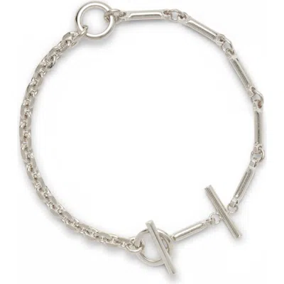 Lady Grey Triplet Toggle Anklet In Silver