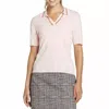 Lady Hagen Contrast Trim Short Sleeve Polo In Pink In Pink