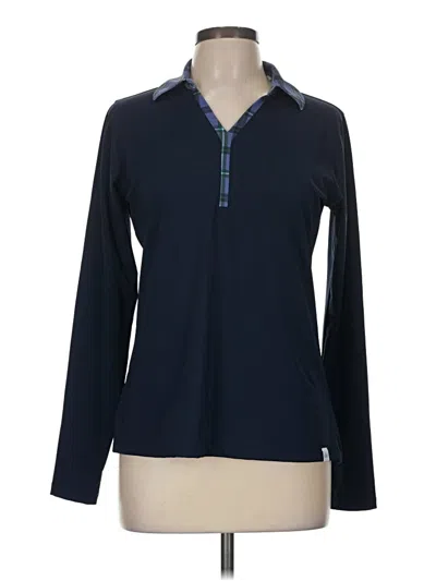 Pre-owned Lady Hagen Long Sleeve Top Blue Collared Neckline Tops