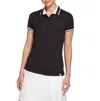 Lady Hagen Pique Rib Trim Short Sleeve Polo In Black/white In Multi