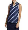 Lady Hagen Printed Stripe Sleeveless Polo In Shibori Stripes Navy In Multi