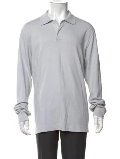 Pre-owned Lady White Co. Collar Long Sleeve Polo Shirt In Neutrals