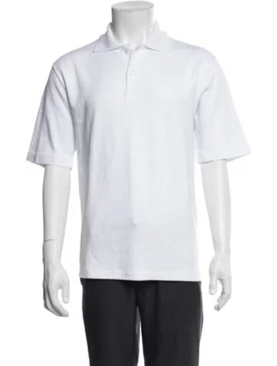 Pre-owned Lady White Co. Collar Short Sleeve Polo Shirt In White