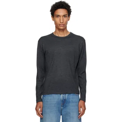 Lady White Co. Gray L/s Wool Carlen T-shirt In Charcoal