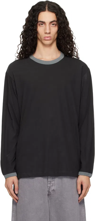Lady White Co. Gray Two Tone L/s T-shirt In Black