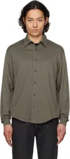Lady White Co. Khaki Long-sleeve Jersey Button Down Shirt In Grey Olive