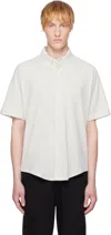 Lady White Co. Off-white S/s Piqué Button Down Shirt In Off White