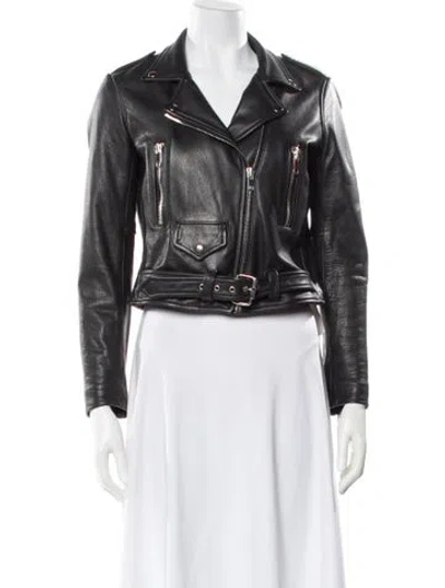 Pre-owned Laer Leather Biker Jacket In Black