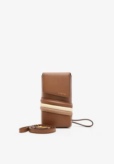 Laetis Mini Leather Phone Holder In Brown