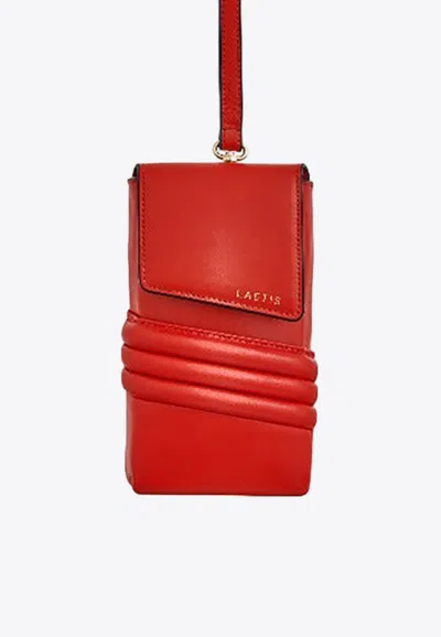 Laetis Mini Leather Phone Holder In Red