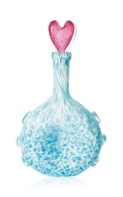 Laetitia Rouget Amour Glass Carafe In Blue