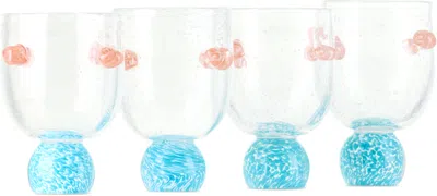 Laetitia Rouget Blue & Pink Dotty Cocktail Glasses, 4 Pcs