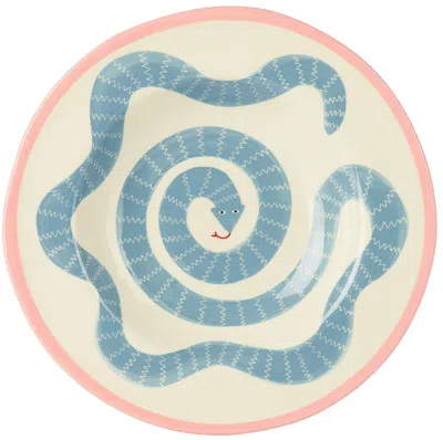 Laetitia Rouget Blue & White Sneaky Pink Dinner Plate