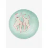 Laetitia Rouget Dancing Queen Hand-painted Ceramic Plate 26cm In Green