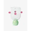 Laetitia Rouget Green Dotty Orchid Glass Tumbler In Multi