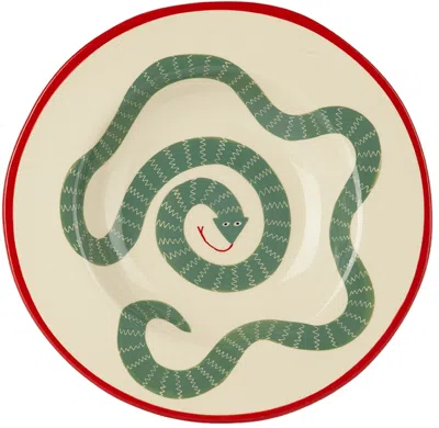Laetitia Rouget Green & Red Sneaky You Dinner Plate In Sneaky Red