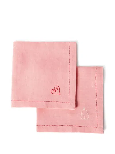 Laetitia Rouget Heart-embroidered Napkins (set Of Four)