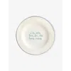 Laetitia Rouget I'm Only Here For The Happy Ending Stoneware Dessert Plate In Blue