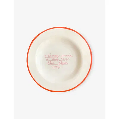 Laetitia Rouget Keeps The Gloom Away Stoneware Dessert Plate In Neutral