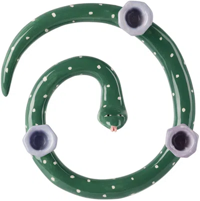 Laetitia Rouget Khaki & Purple Sneaky Dots Candle Holder
