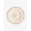 Laetitia Rouget Lac And Turquoise You Make Me Feel  Stoneware Dessert Plate 21cm In Lilac And Turquoise