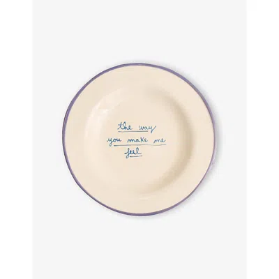 Laetitia Rouget Lac And Turquoise You Make Me Feel  Stoneware Dessert Plate 21cm In Lilac And Turquoise