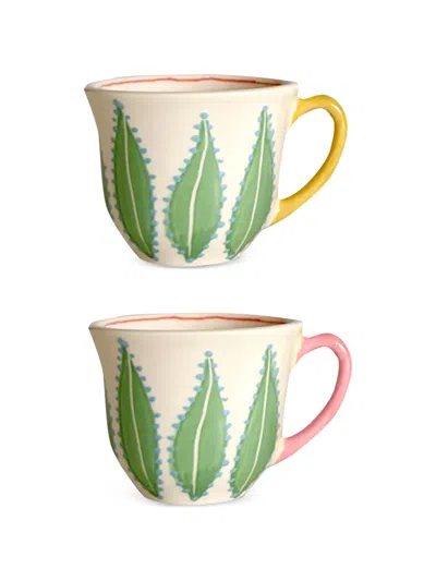 Laetitia Rouget Leaf-print Mugs (set Of Two) In Multi