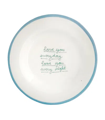 Laetitia Rouget Love You Every Day Plate In Blue