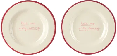 Laetitia Rouget Red & White 'take Me Dirty Dancing' Dessert Plate Set In Berry