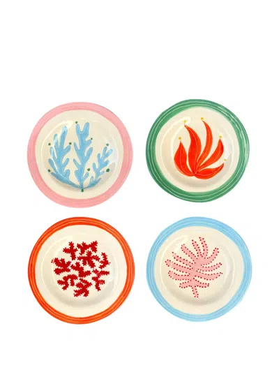 Laetitia Rouget Sea-motif Plates (set Of Four) In Multi
