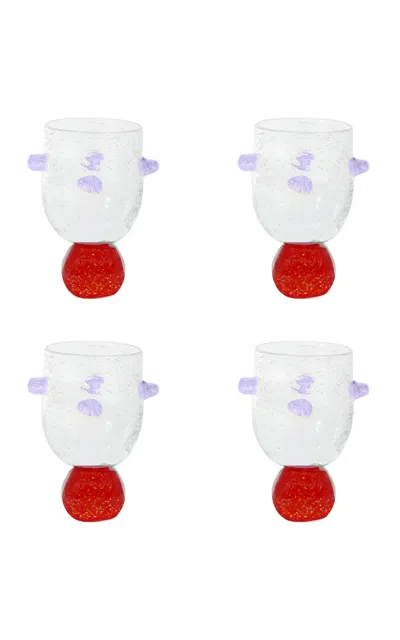 Laetitia Rouget - Set Of 4 Ana Glass Red And Lilac - Multi