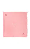 Laetitia Rouget Set Of 4 Linen Napkin Embroidered In Pink