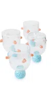 Laetitia Rouget Set Of Four Dotty Blue Glasses Blue